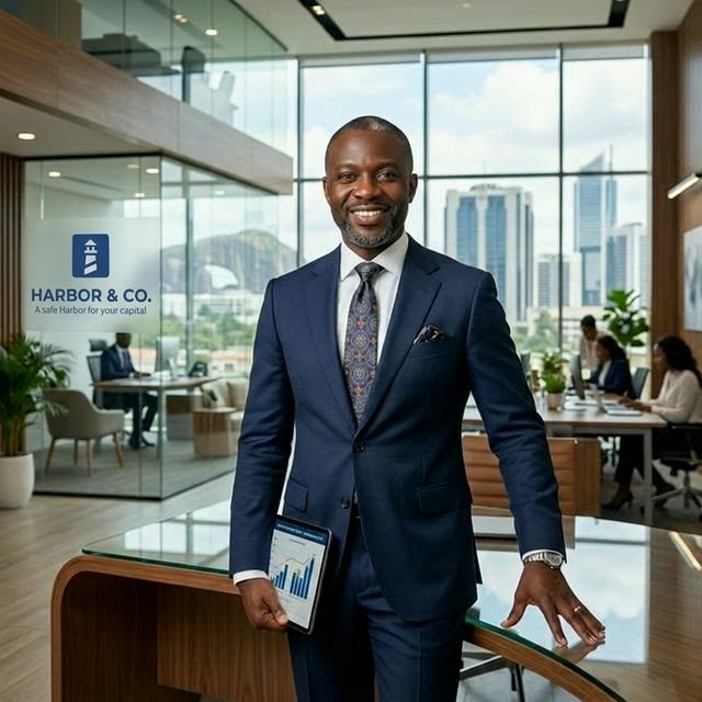 Professional Nigerian businessman in modern office